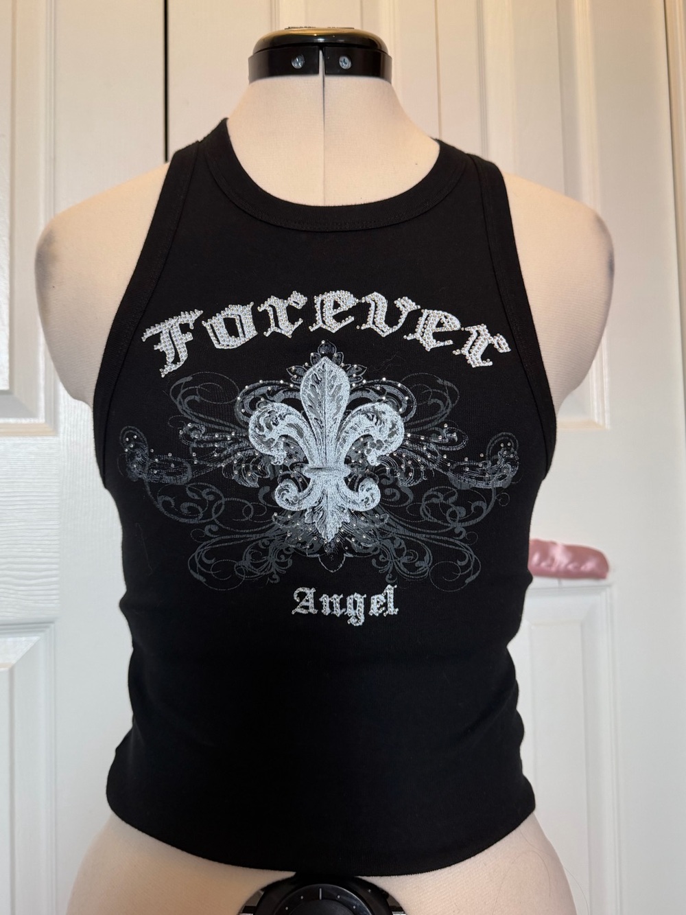 Forever Angel Black Graphic Tank Top